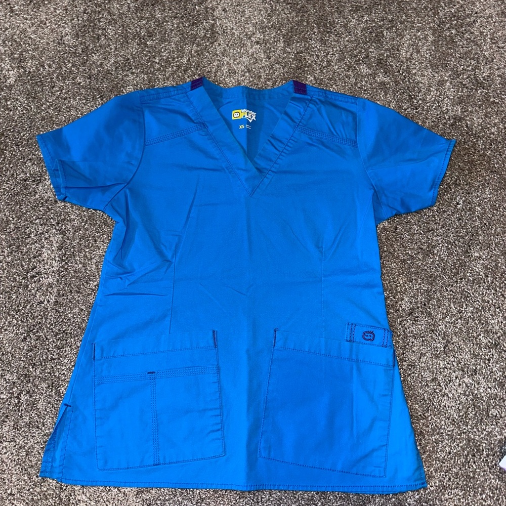 WonderWink Blue V Neck‎ Medical Scrub Top